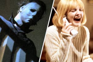 Michael Myers and Drew Barrymore in Scream
