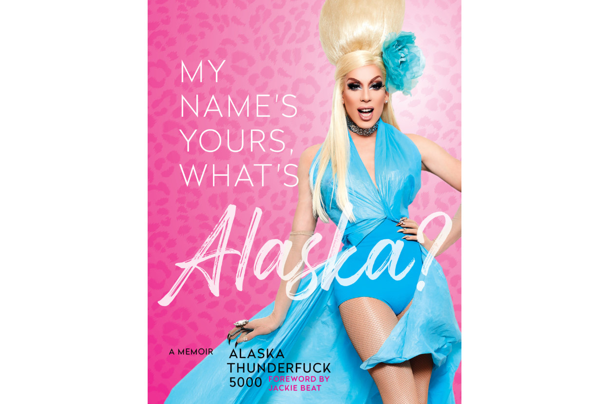 Alaska on her book cover wearing a blue dress