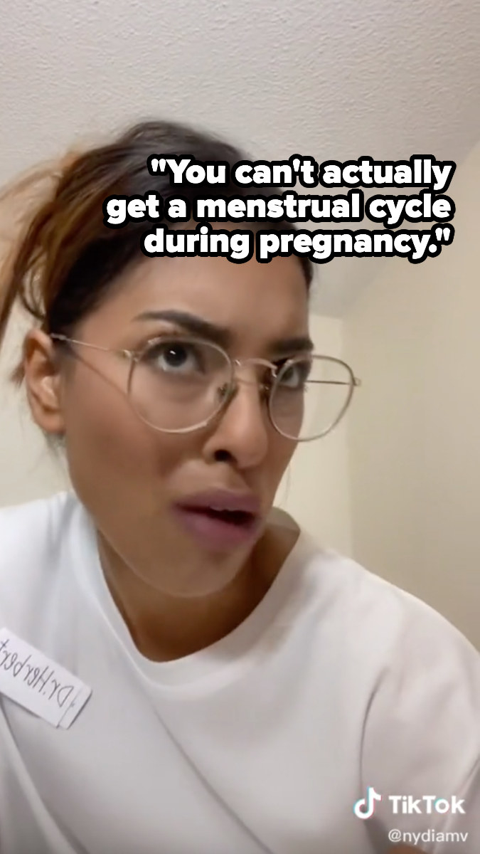 Nydia pretending to be her doctor and explaining that bleeding during pregnancy is normal and that it wasn&#x27;t