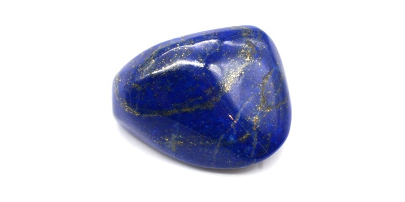 Smooth blue stone with gold lines throughout 
