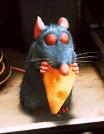 Remy eating cheese in Ratatouille