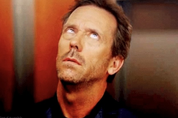 Hugh Laurie rolling his eyes