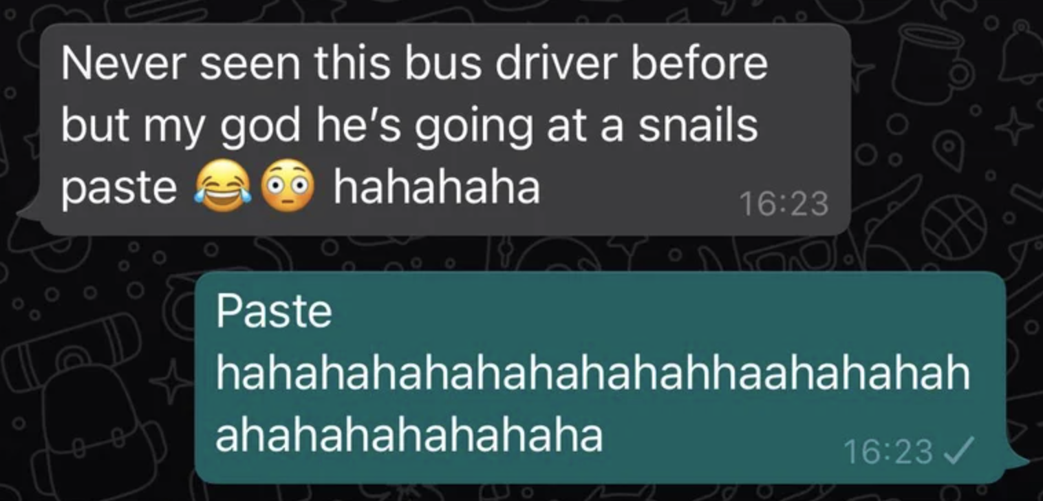 person calling a snails pace snail paste