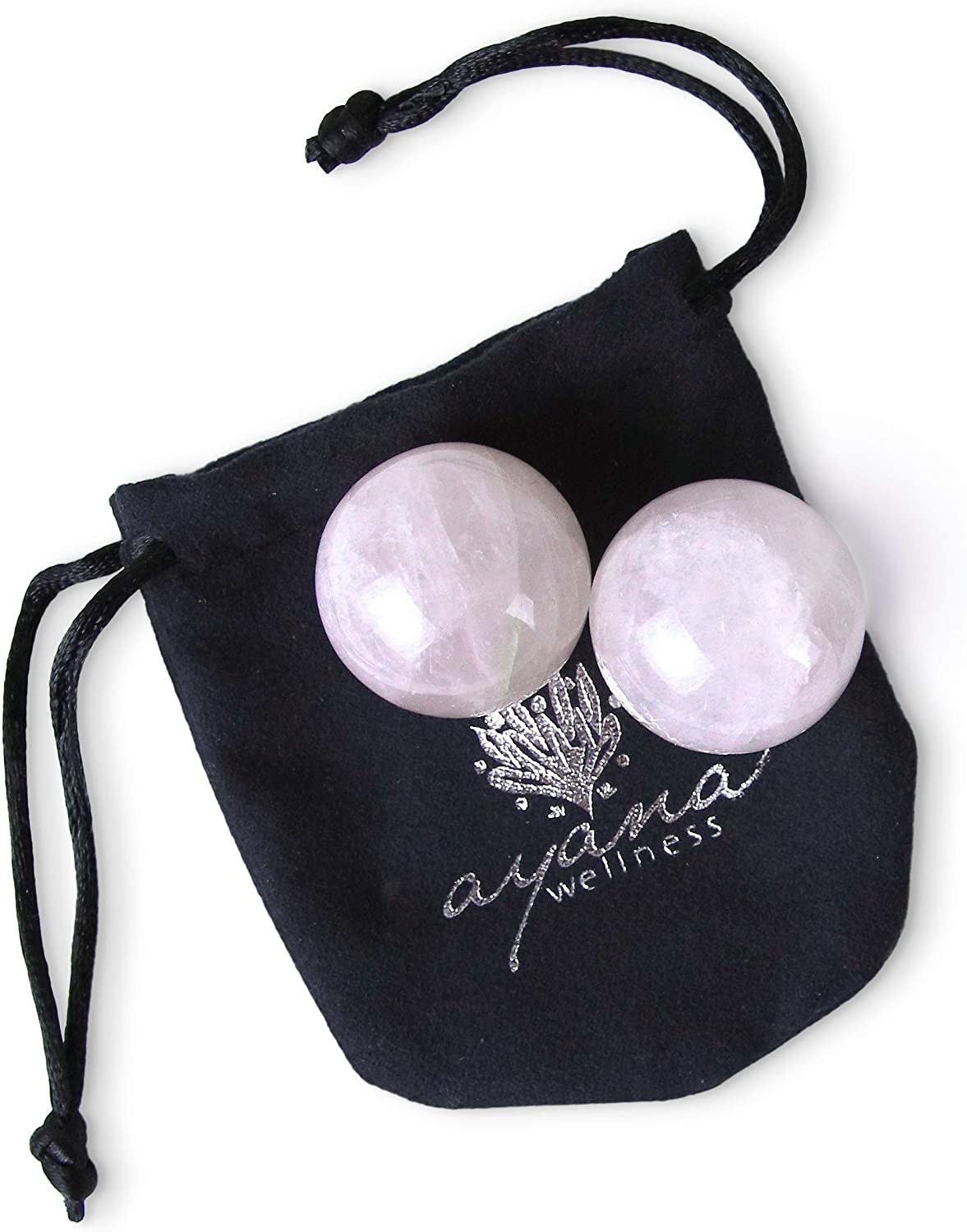 small black satchel holding two round crystal balls