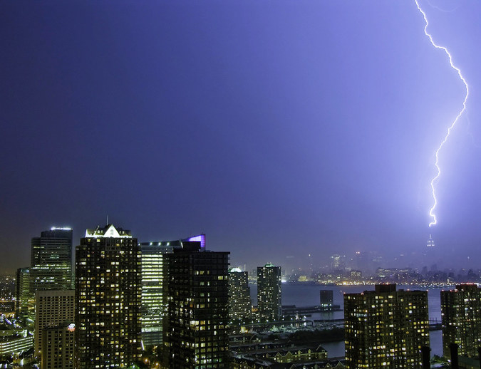 Lightning striking the Empire State Building