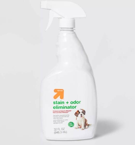 The spray bottle of stain and odor eliminator