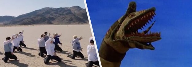 K-Pop music video and a "Beetlejuice" sandworm