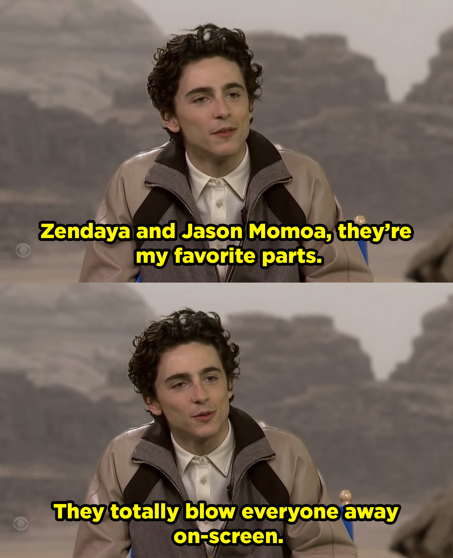 Timmy says Zendaya and Jason are his favorite parts because they blow everyone away on-screen.