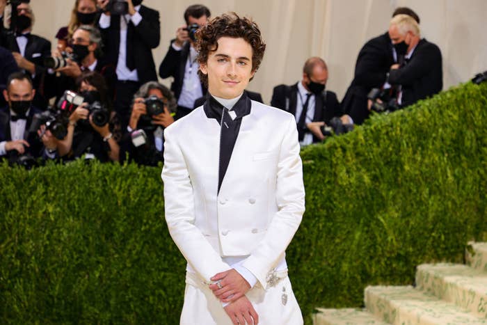 Timothée Chalamet attends The 2021 Met Gala Celebrating In America: A Lexicon Of Fashion
