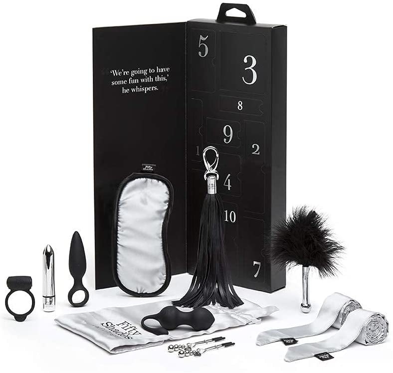 Fifty Shades of Grey Pleasure overload advent calendar with products surrounding