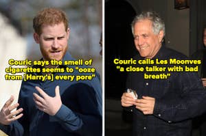 Couric says Prince Harry smells like cigarettes and Les Moonves is a close talker with bad breath
