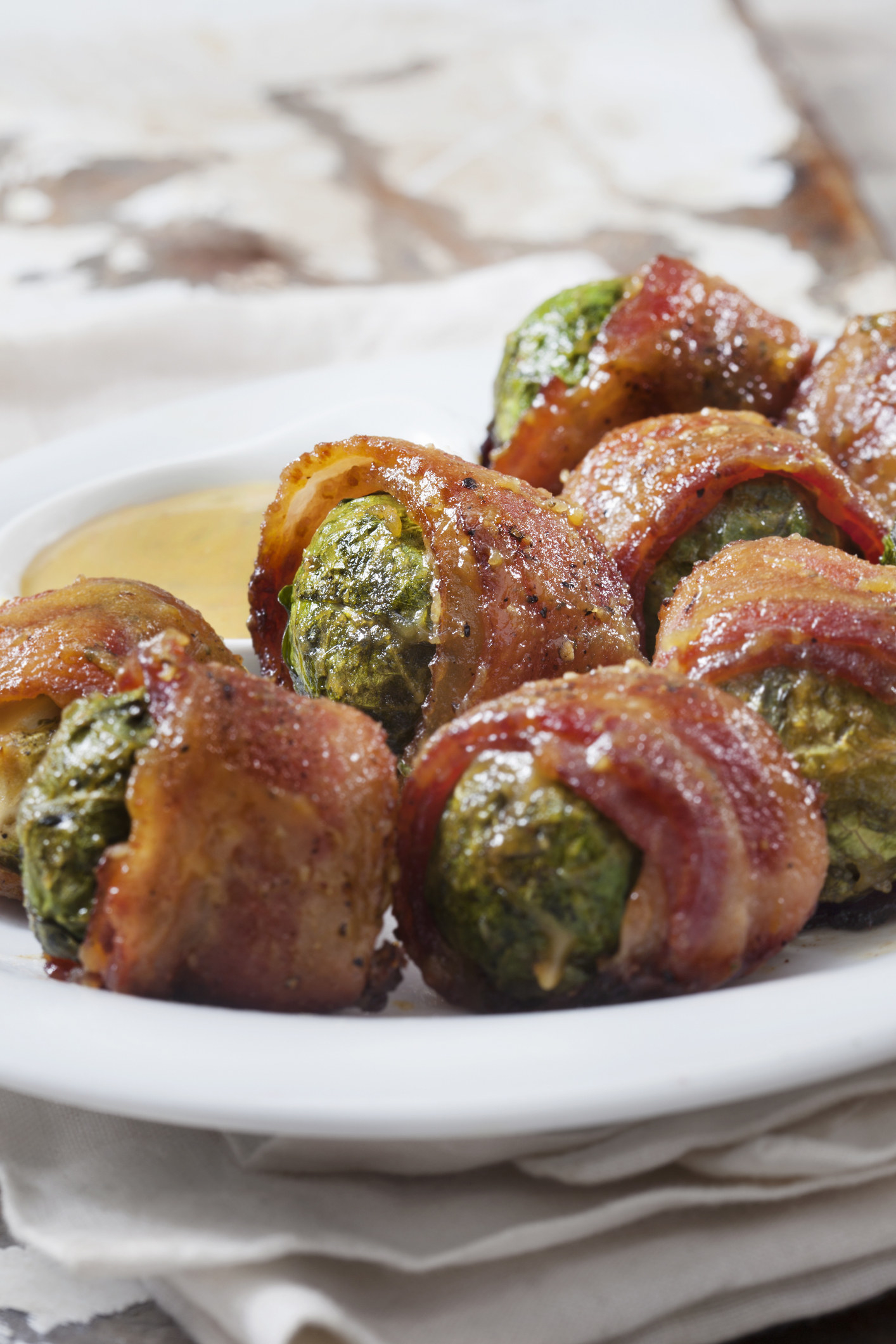 Brussels sprouts wrapped in bacon
