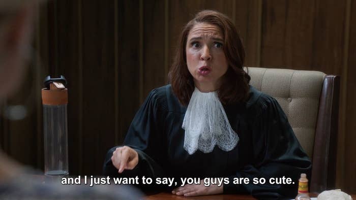 Judge from &quot;The Good Place&quot; saying, &quot;And I just want to say, you guys are so cute&quot;