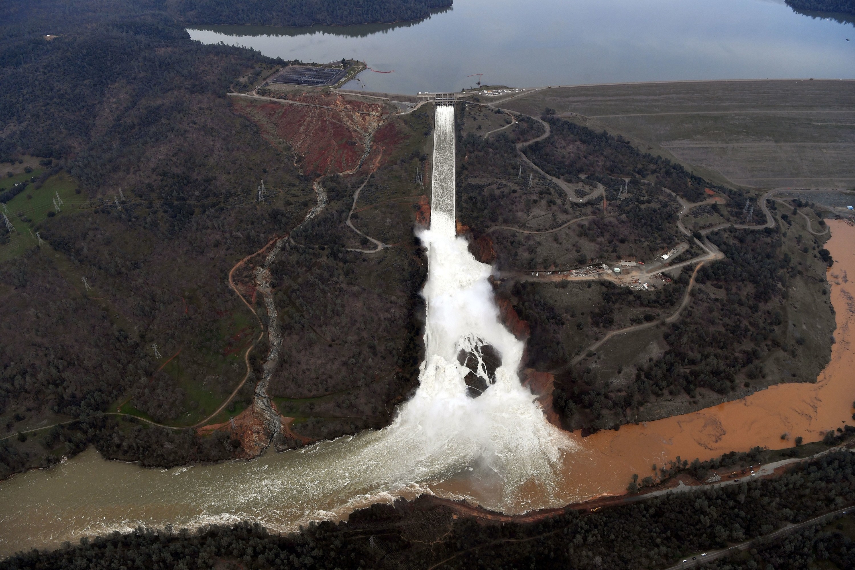 A photo showing water pouring across the land.