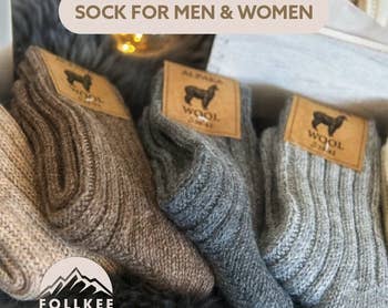 the wool socks in tan, brown, dark gray, and light gray