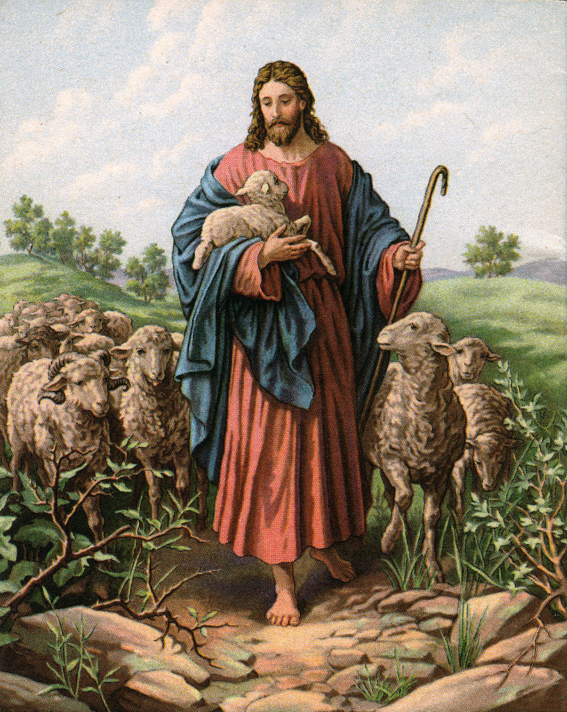 painting of Jesus with rams