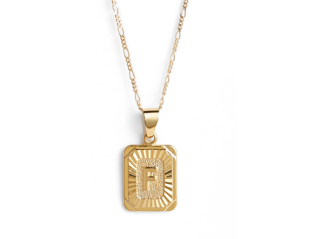Golden pendant necklace with initial