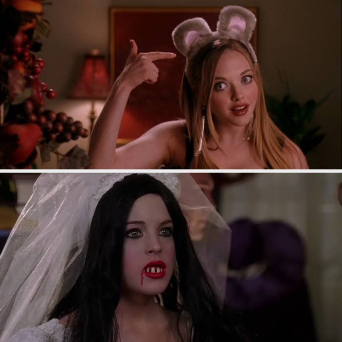 Karen dressed as a mouse and Cady dressed as an &quot;ex-wife&quot;