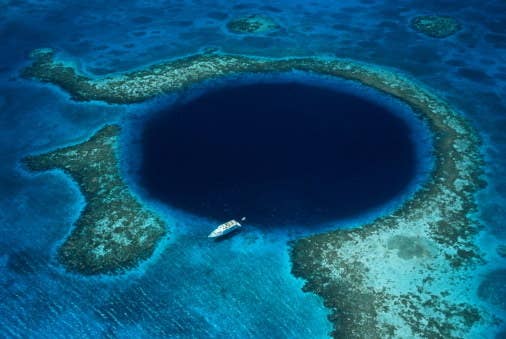 The Great Blue Hole in Belize.
