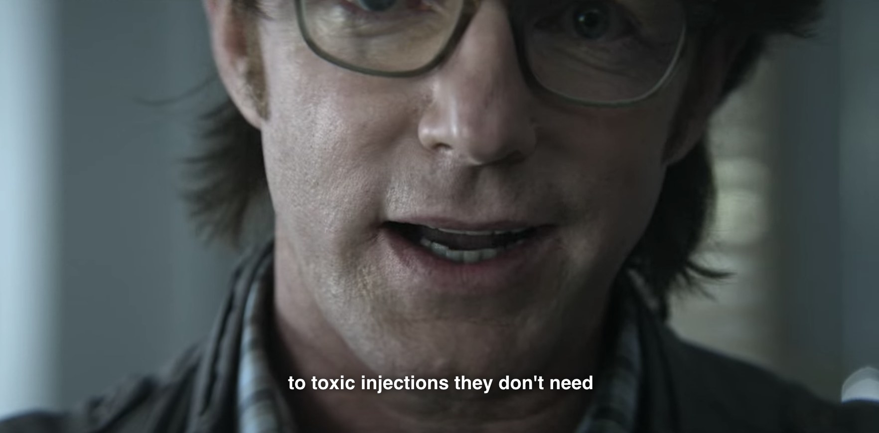 Gil&#x27;s mouth is zoomed in. Caption of what he is saying reads, to toxic injections they don&#x27;t need