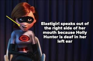 Elastigirl sitting for an interview in Incredibles 2