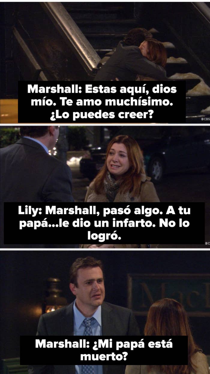Lily telling Marshall that his dad died