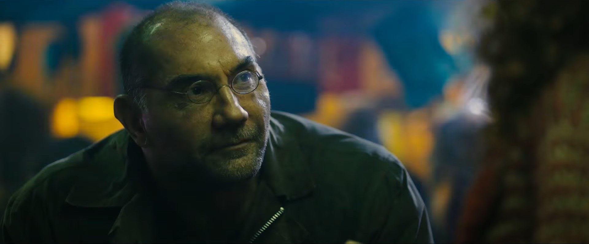 The small glasses of Sapper Morton (Dave Bautista) in Blade Runner