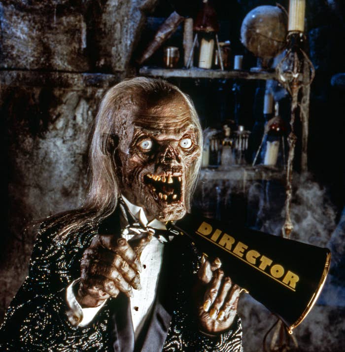 image of the crypt keeper from tales from with a directs cut microphone