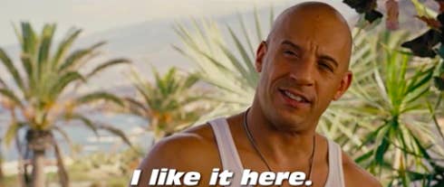 Vin Diesel saying "I like it here"