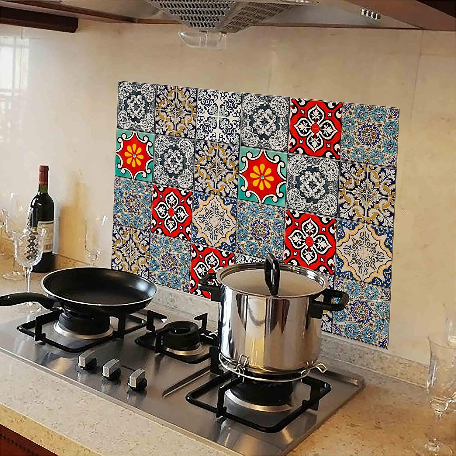 PVC tile stickers behind a stove top