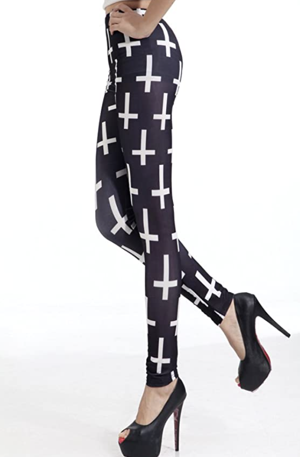 Abandon Ship Kitten Upside Down Cross Leggings#leggings # tights  www.loveitsomuch.com | Cross leggings, Tight leggings, Fashion