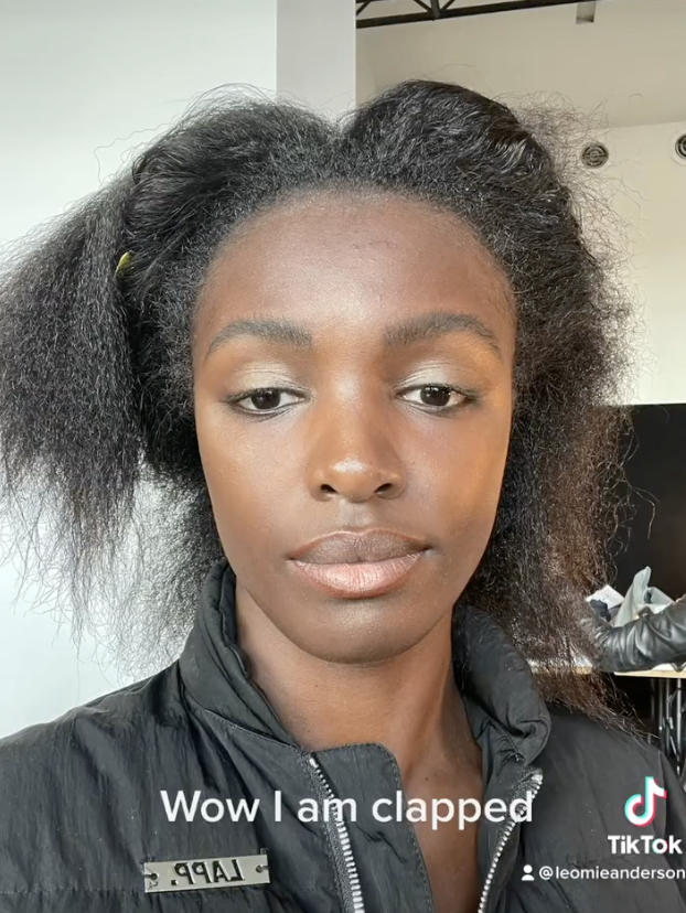 Leomie with an ashen looking face and the words &quot;Wow I am clapped.&quot;