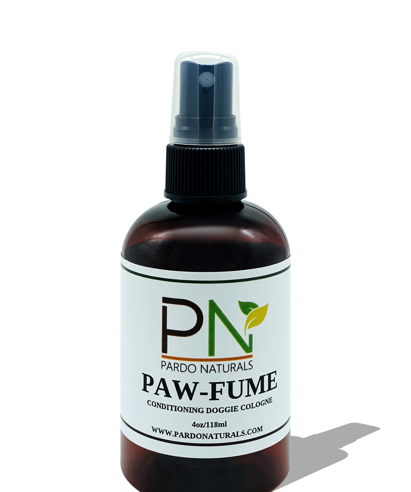A bottle that reads &quot;Paw-Fume, conditioning doggie cologne&quot; from Pardo Naturals