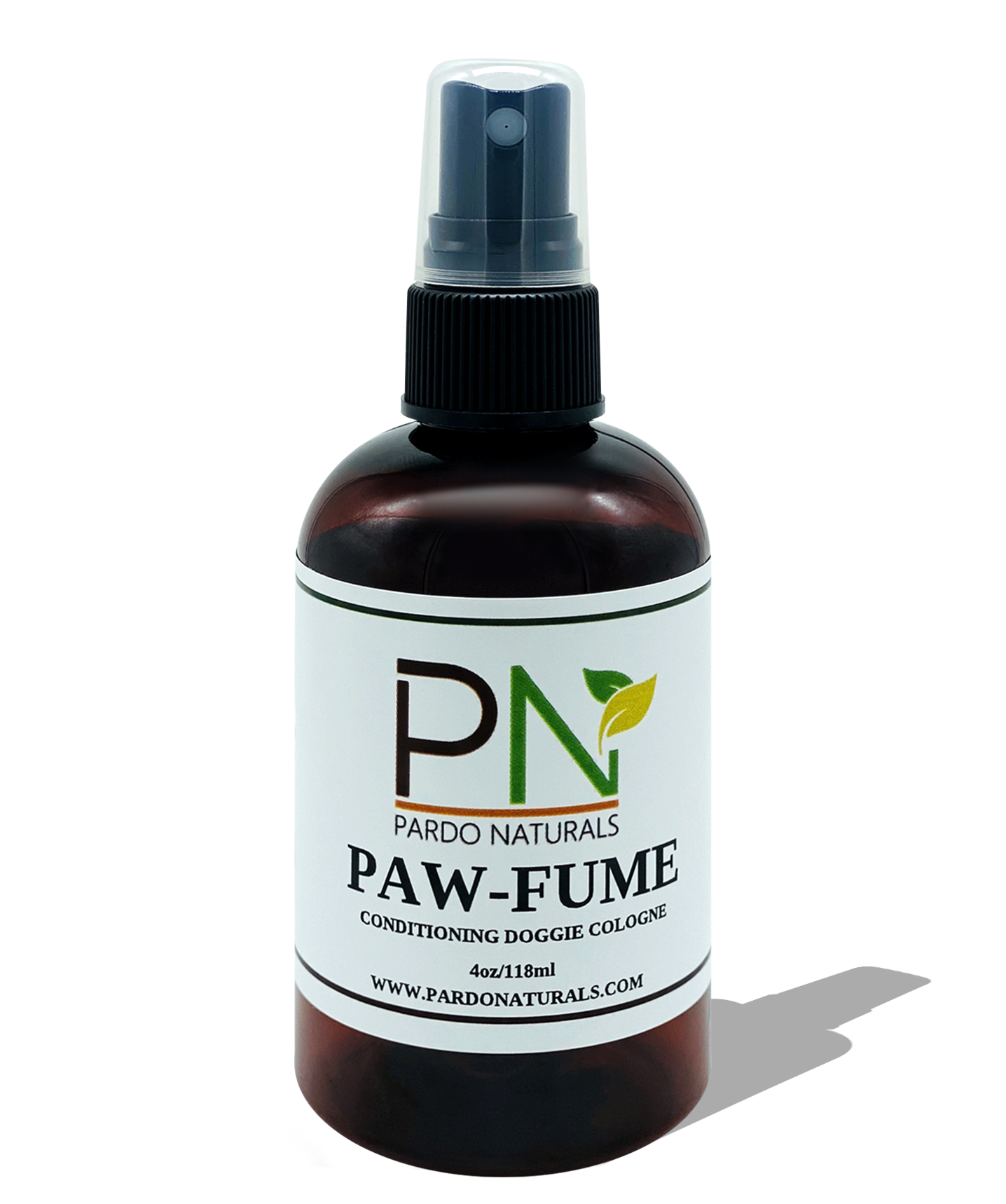A bottle that reads &quot;Paw-Fume, conditioning doggie cologne&quot; from Pardo Naturals