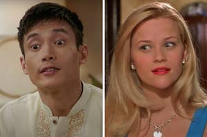 On the left, Jason from The Good Place, and on the right, Elle Woods from Legally Blonde