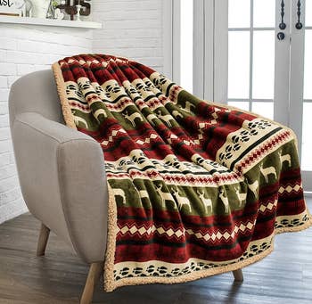 The blanket draped over a chair
