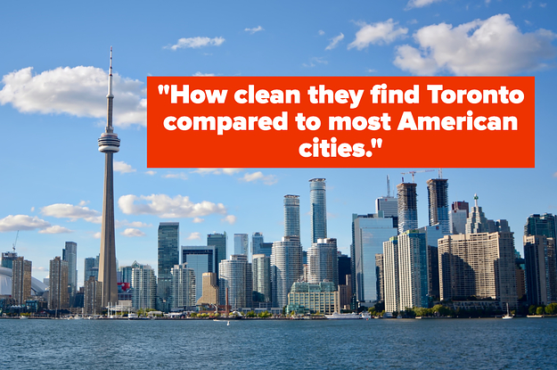 A photo of Toronto with text on top that says "How clean they find Toronto compared to most American cities."
