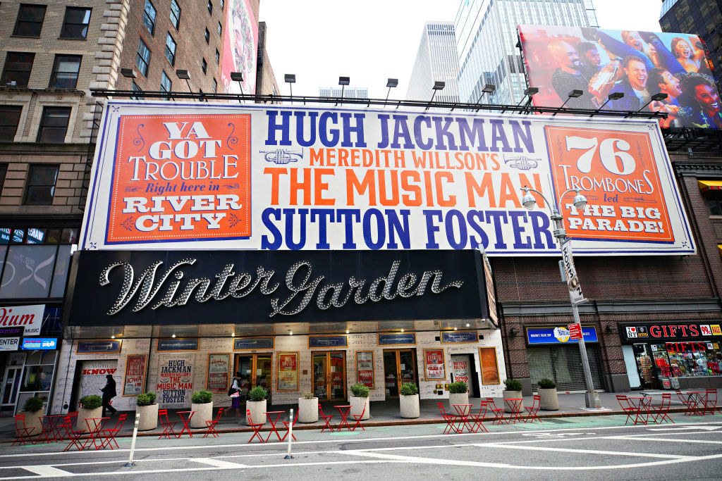 The Music Man, staring Hugh Jackman and Sutton Foster, at Winter Garden Theatre near Times Square remains closed