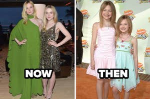 now vs. then photos of Dakota and Elle fanning as adults and kids