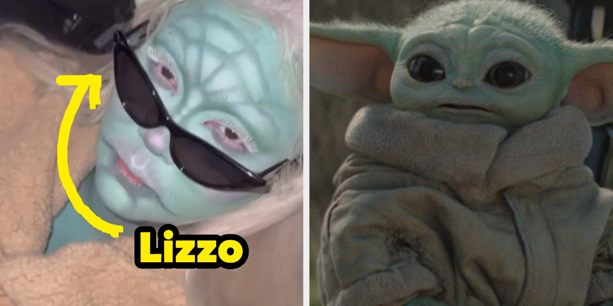 Lizzo dresses as Baby Yoda for Halloween, gives cameras Jedi hand wave
