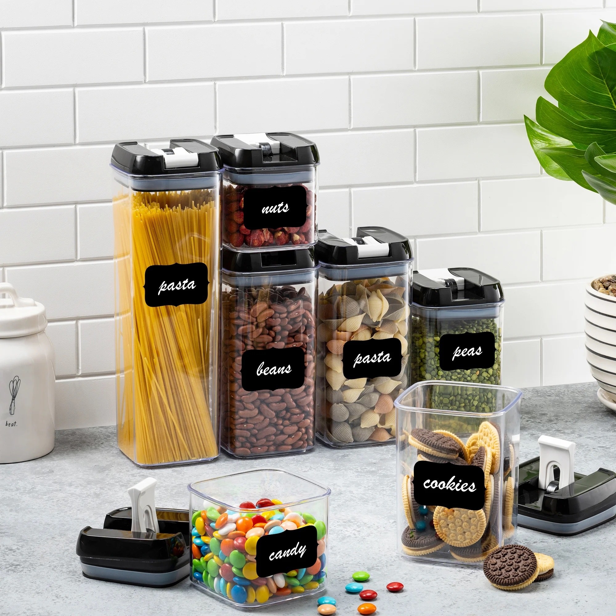 a seven-piece kitchen canister set
