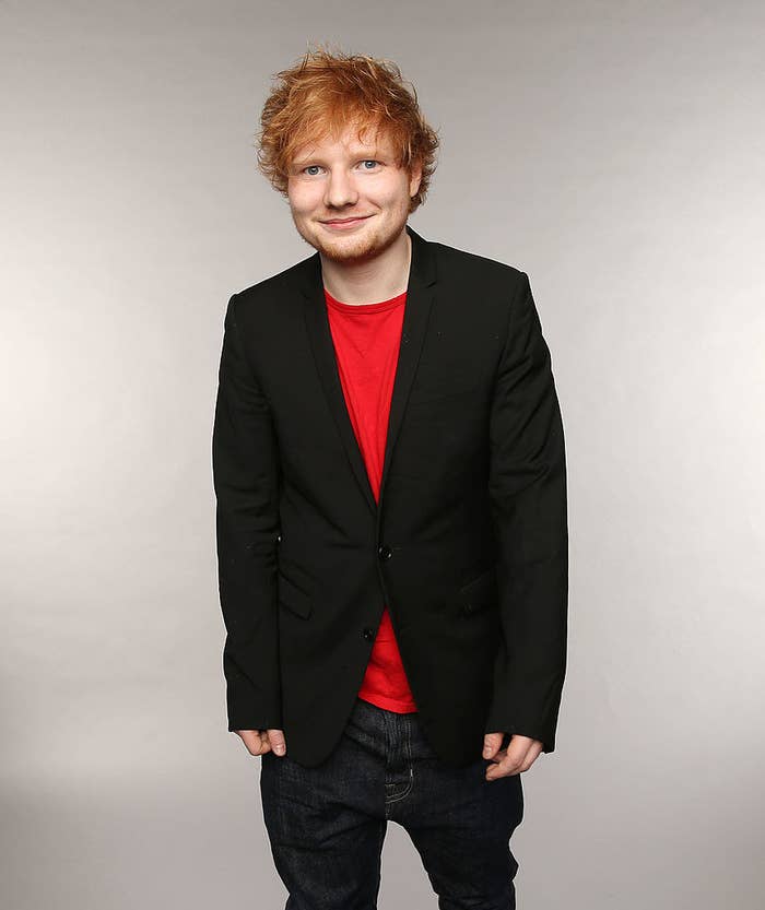 Ed Sheeran poses at the Wonderwall portrait studio