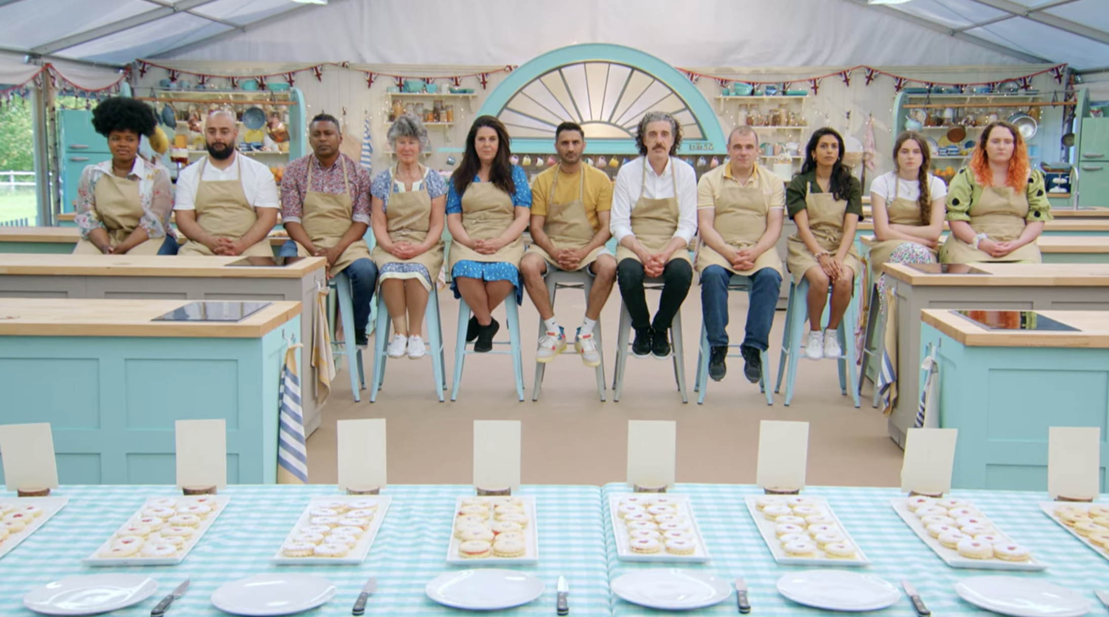 The eleven bakers wait for judgement on their technical challenge round