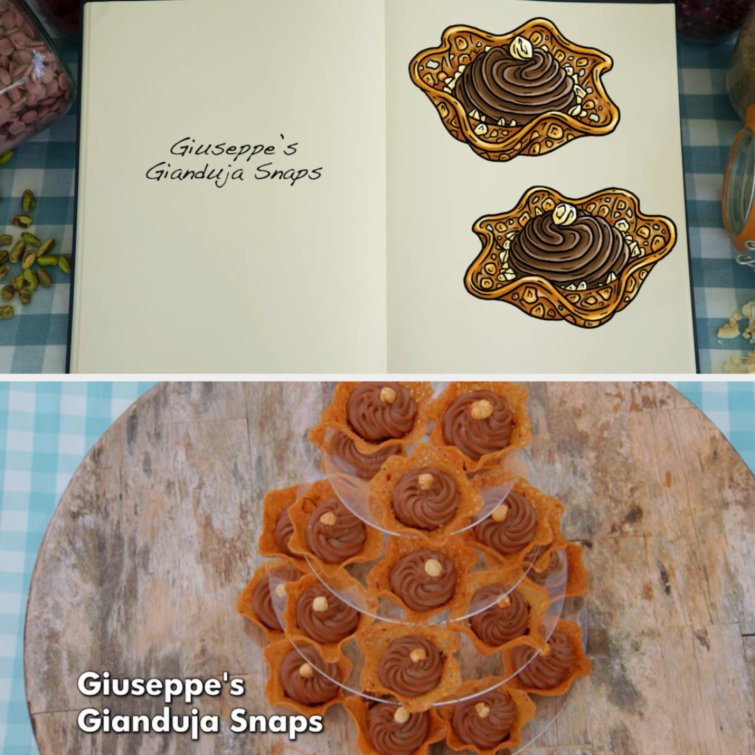 Giuseppe&#x27;s Gianduja Snaps side by side with their drawing
