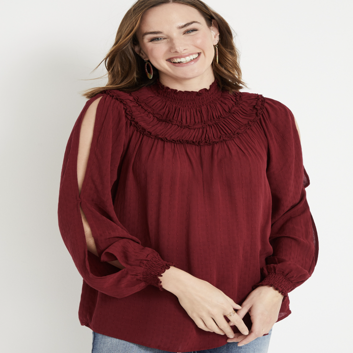 model wearing the blouse