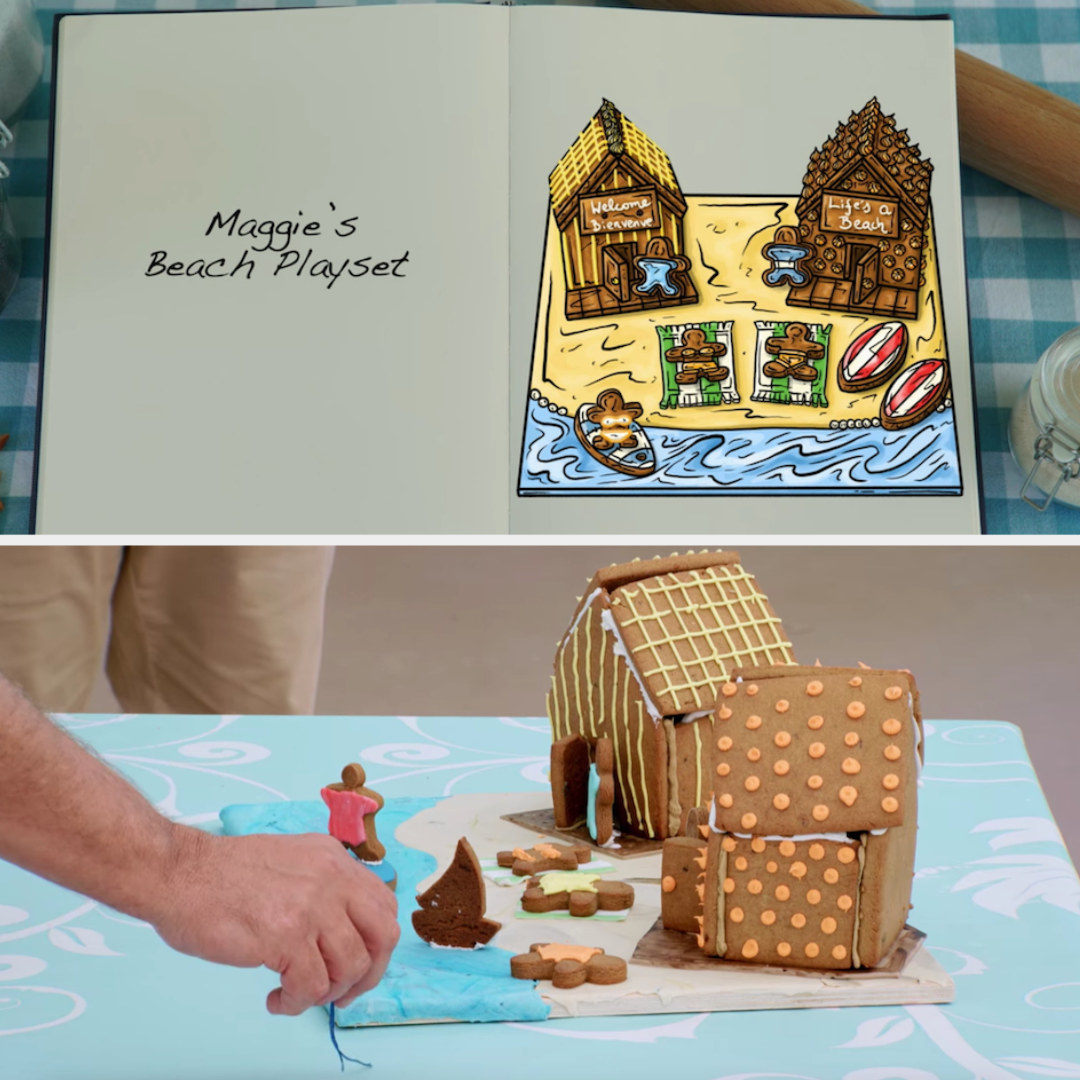 Maggie&#x27;s Beach Playset side by side with its drawing