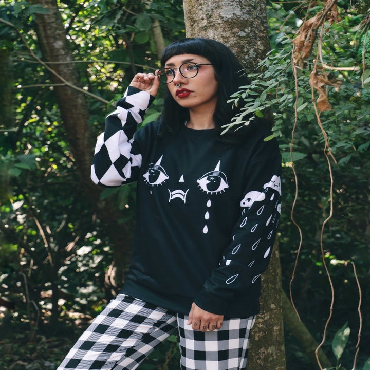 Sonia Lazo wearing the sweatshirt