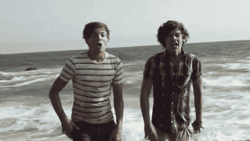one direction on a beach singing