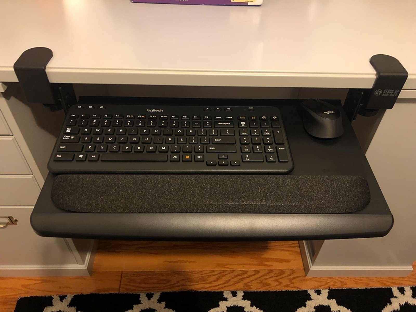 New Pull-out keyboard drawer Clamp-On Keyboard Under Desk Tray Rolling 