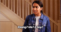 Gif of actress in Bend It Like Beckham saying &quot;Kissing? Me? A boy?&quot;